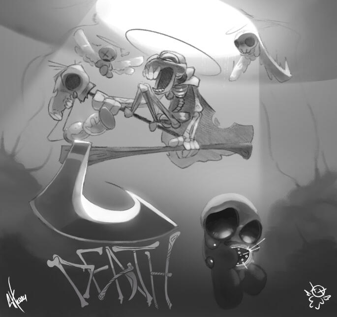 The Binding of Isaac's 'Death' - B / W Illustration, 2024