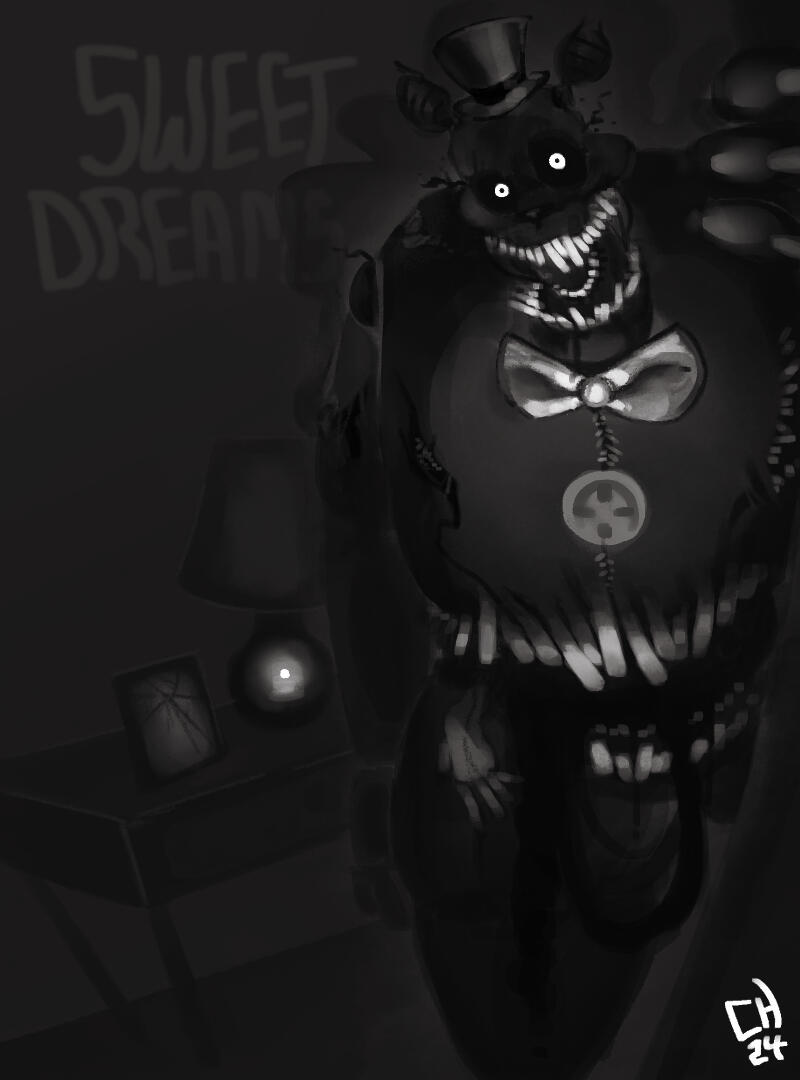 Five Nights at Freddy&#39;s &#39;Nightmare&#39; - B / W Illustration, 2024